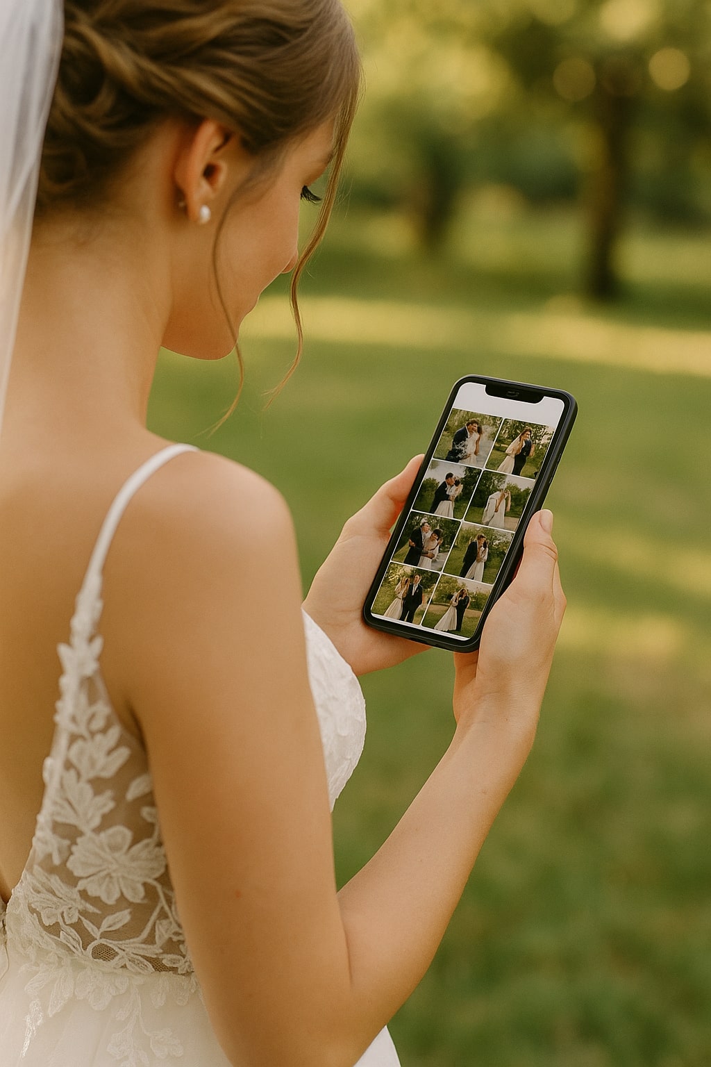 A guest viewing the wedding gallery on their phone