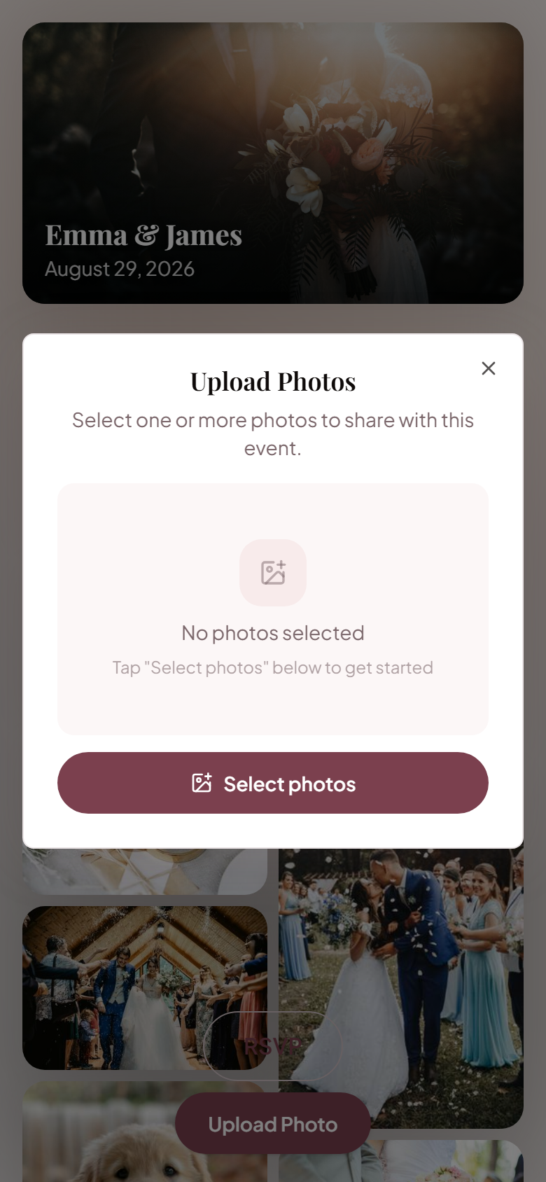 A guest uploading photos from their phone