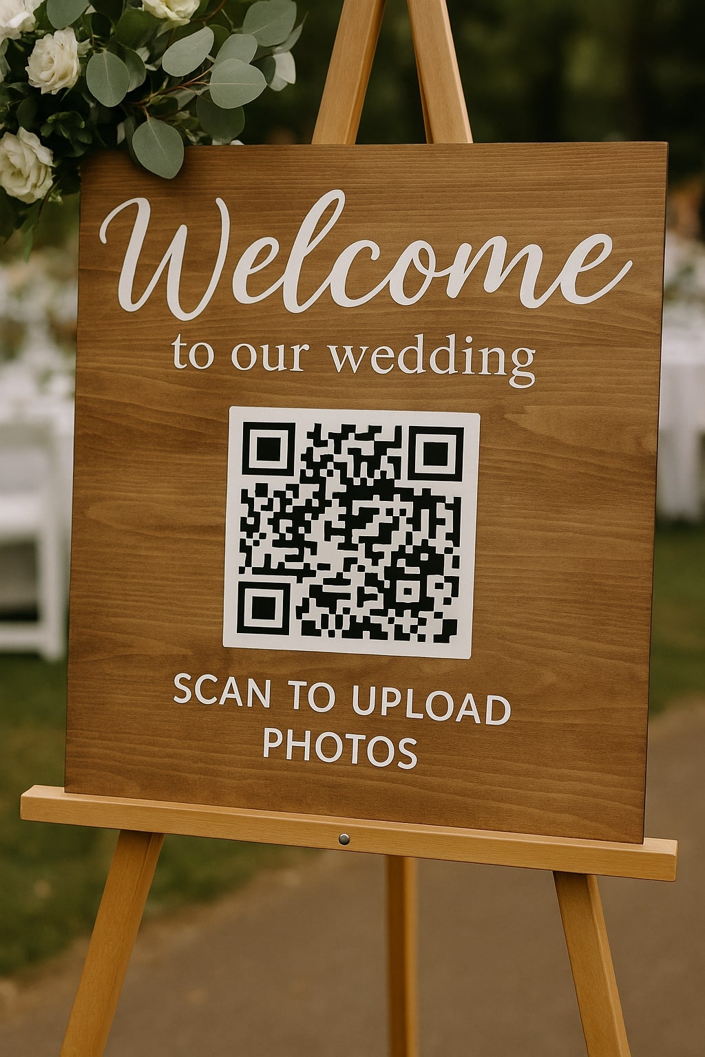 QR code on wedding sign